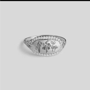 374. Vintage halo floral statement ring 925 sterling  silver